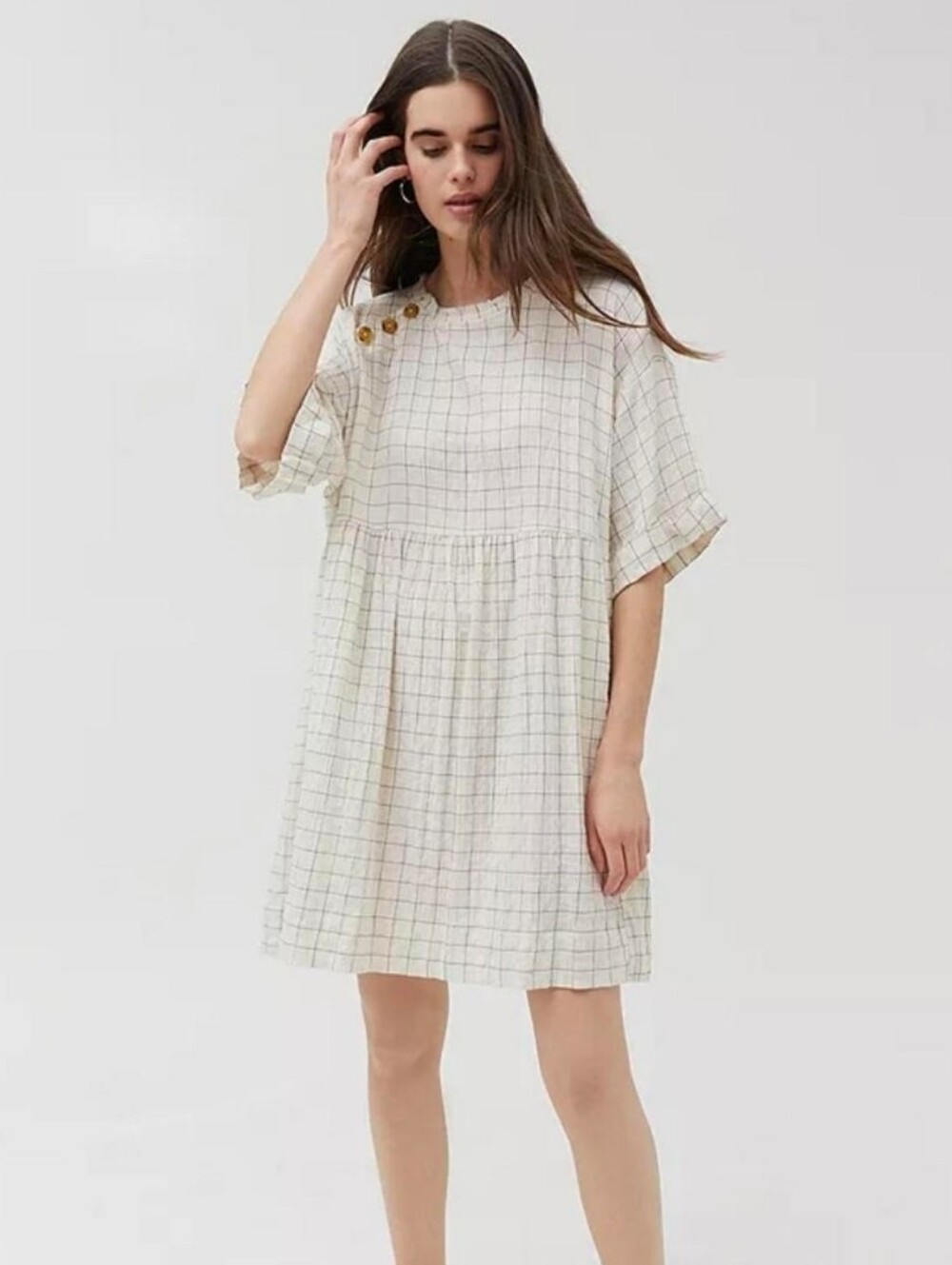 Urban Outfitters | Windowpane Babydoll Dress